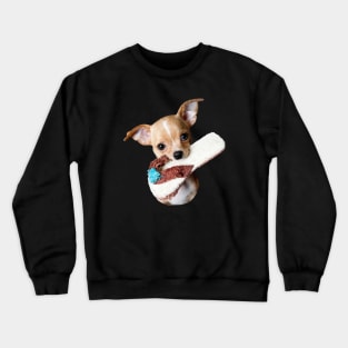 Cute dog: Dog playing with a flip flop Crewneck Sweatshirt